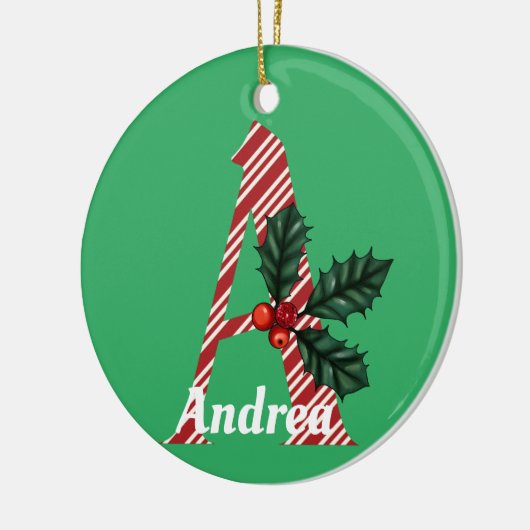 Candy Cane Stripe Letter A Large Kerstmis Keramisch Ornament (Links)