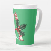 Candy Cane Stripe Letter A Large Kerstmis Latte Mok (Rechterhoek)