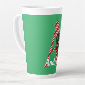 Candy Cane Stripe Letter A Large Kerstmis Latte Mok (Linkerhoek)