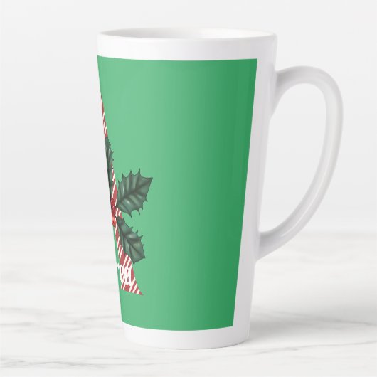 Candy Cane Stripe Letter A Large Kerstmis Latte Mok (Rechts)