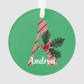 Candy Cane Stripe Letter A Large Kerstmis Ornament (achterkant)