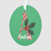 Candy Cane Stripe Letter A Large Kerstmis Ornament (voorkant)