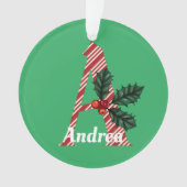 Candy Cane Stripe Letter A Large Kerstmis Ornament (voorkant)