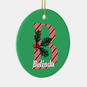 Candy Cane Stripe Letter B Grote Kerstmis Keramisch Ornament (Rechts)