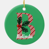 Candy Cane Stripe Letter B Grote Kerstmis Keramisch Ornament (Achterkant)