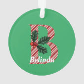 Candy Cane Stripe Letter B Grote Kerstmis Ornament (achterkant)