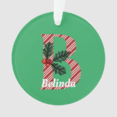 Candy Cane Stripe Letter B Grote Kerstmis Ornament (voorkant)