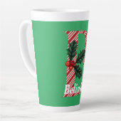 Candy Cane Stripe Letter B Large Kerstlatte Latte Mok (Linkerhoek)