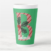 Candy Cane Stripe Letter B Large Kerstlatte Latte Mok (Voorkant)