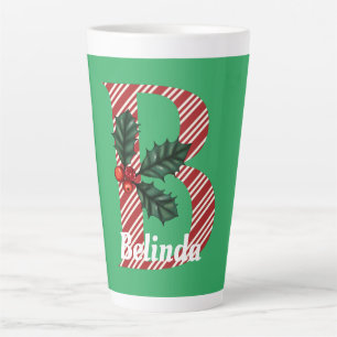 Candy Cane Stripe Letter B Large Kerstlatte Latte Mok