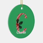 Candy Cane Stripe Letter C Grote Kerstmis Keramisch Ornament (Rechts)