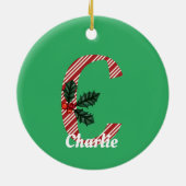 Candy Cane Stripe Letter C Grote Kerstmis Keramisch Ornament (Achterkant)