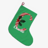 Candy Cane Stripe Letter C Grote Kerstmis Kerstsok (Voorkant (Hangend))