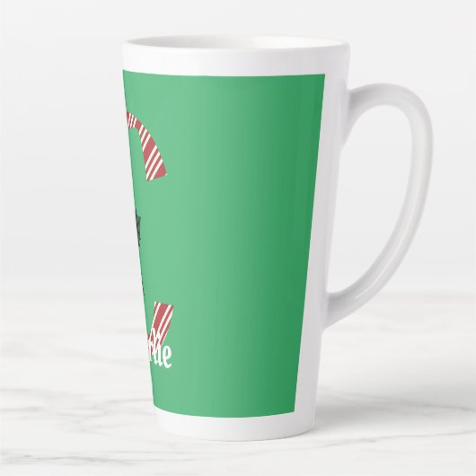 Candy Cane Stripe Letter C Grote Kerstmis Latte Mok (Rechts)