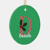 Candy Cane Stripe Letter D Kerstmis Keramisch Ornament (Rechts)