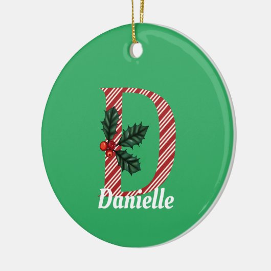 Candy Cane Stripe Letter D Kerstmis Keramisch Ornament (Links)