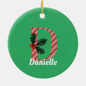 Candy Cane Stripe Letter D Kerstmis Keramisch Ornament (Achterkant)