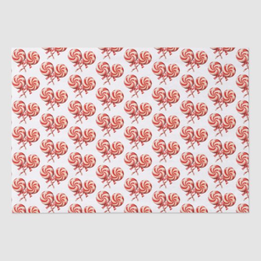 Candy Cane Stripe Lolli Poppen Christmas Sweeties Tissuepapier (Voorkant)