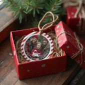 Candy Cane Stripe Noordpool Express Familiefoto Keramisch Ornament