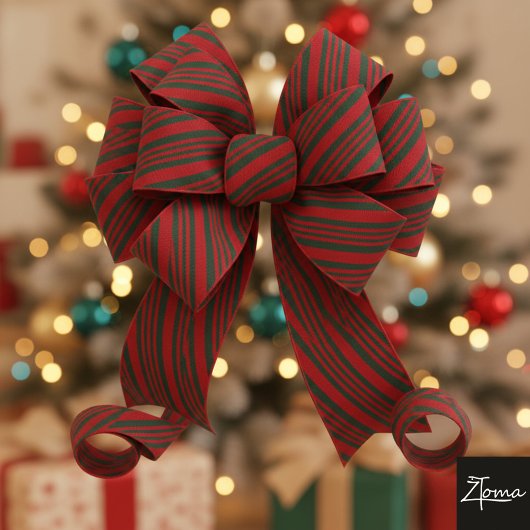 Candy Cane Stripe Red green Bow Festive Christmas  Grosgrain Lint