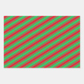 Candy Cane Stripe Red Green Roze Kerstmis Inpakpapier Vel (Voorkant)
