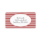 Candy Cane Stripe Red-kerstadres Etiket (Voorkant)