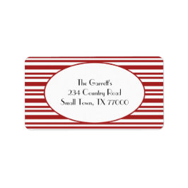 Candy Cane Stripe Red-kerstadres Etiket