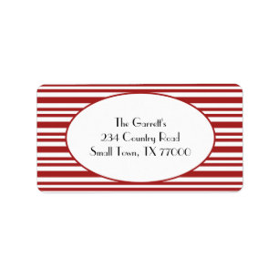 Candy Cane Stripe Red-kerstadres Etiket