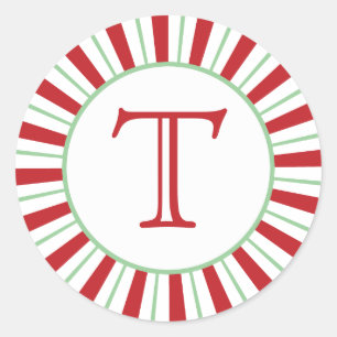Candy Cane Stripe   Vakantie Monogram Sticker