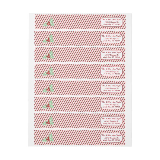 Candy Cane Stripe Wraparound adreslabel (Vel)