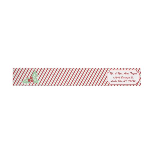 Candy Cane Stripe Wraparound adreslabel (Individueel)