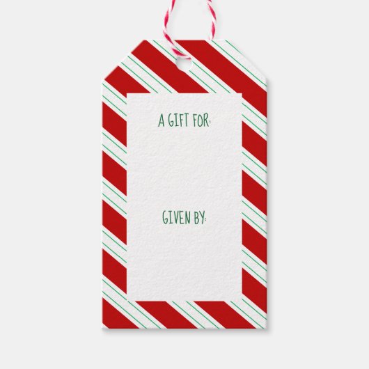 Candy Cane Striped Gift Label Cadeaulabel (Voorkant)