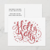 Candy Cane Striped Holly Jolly Open House | Feestdagenkaart (Voorkant / Achterkant)