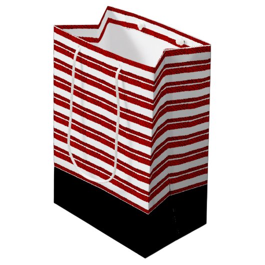 Candy Cane Striped Kerstfeestdag Gift Bag Medium Cadeauzakje (Voorkant Gekanteld)