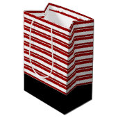 Candy Cane Striped Kerstfeestdag Gift Bag Medium Cadeauzakje (Achterkant Gekanteld)