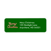 Candy Cane Striped Merry Kerstmis Etiket (Voorkant)