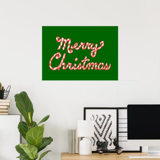 Candy Cane Striped Merry Kerstmis Poster (Thuiskantoor)