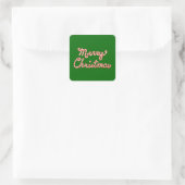 Candy Cane Striped Merry Kerstmis Vierkante Sticker (Tas)