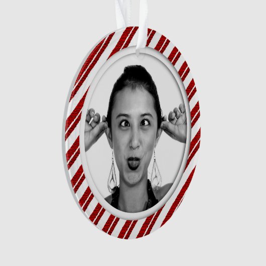Candy Cane Striped Photo Lijst Ornament (voorkant)