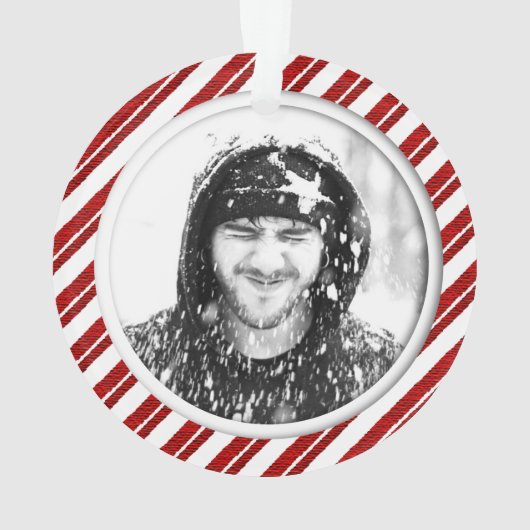 Candy Cane Striped Photo Lijst Ornament (achterkant)