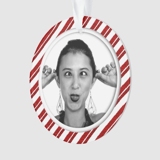 Candy Cane Striped Photo Lijst Ornament (voorkant)