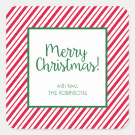 Candy Cane Striped Vierkante Sticker