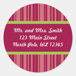 Candy Cane Stripes Adreslabel - Gereviseerd Ronde Sticker