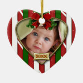 Candy Cane Stripes Cute Photo Template Keramisch Ornament (Voorkant)