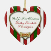 Candy Cane Stripes Cute Photo Template Keramisch Ornament (Achterkant)