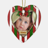 Candy Cane Stripes Cute Photo Template Keramisch Ornament (Links)