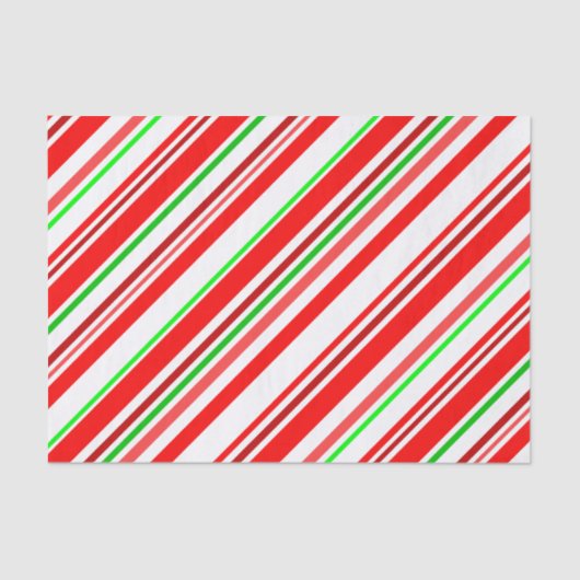 Candy Cane Stripes Diagonaal Patroon Rood Groen Tissuepapier (Voorkant)