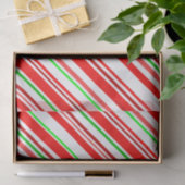 Candy Cane Stripes Diagonaal Patroon Rood Groen Tissuepapier (Geschenk)