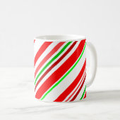 Candy Cane Stripes Diagonaal rood wit Koffiemok (Voorkant rechts)