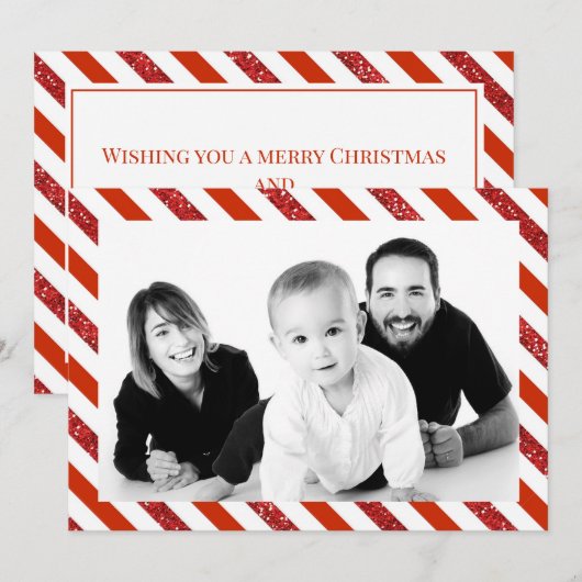 Candy Cane Stripes Foto Feestdagenkaart (Voorkant / Achterkant)